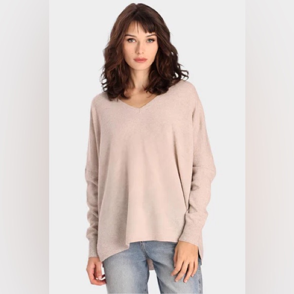 Minnie Rose Cashmere Boyfriend V Neck Tee Size Xs/S